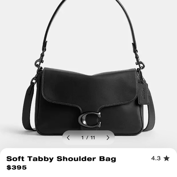 Coach Pewter and Black Leather Shoulder Bag - Picture 2 of 13